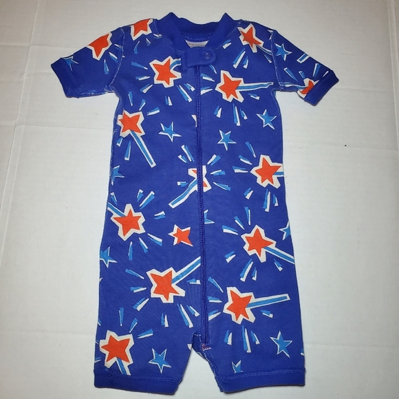 Hanna Anderson Summer Zip Sleeper Sz 12-18 M Stars - Picture 1 of 10